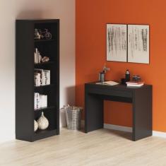 Escrivaninha 1 Gaveta 90cm e Estante 5 Prateleiras Preto