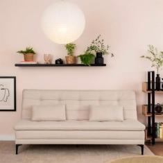 Sofá-Cama Casal 3 Lugares Prince Suede Bege - Mobly