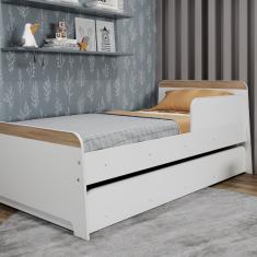 Bicama Infantil Com Proteção Lateral Lorenza Movelbras Branco/aveiro