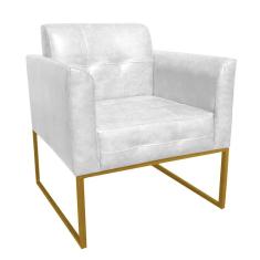 Poltrona Elisa Corano Linha Premium Metálica Dourado Branco