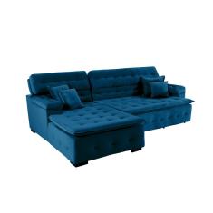 Sofá Retrátil E Reclinável Com Chaise Orlando 2.20x1.50m - Sofisticato-azul