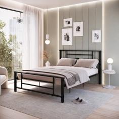 Cama King Em Ferro Estilo Industrial Emy Preto