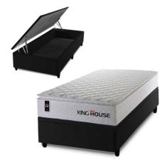 Conjunto Box Baú New Moon Branco 88x188x73 c/ Molas Ensacadas - King H