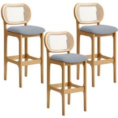 Kit 03 Banquetas Altas Para Cozinha Bancada Sala Tela Betta Fixa L02 S