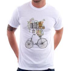 Camiseta Bicicleta e Livros - Foca na Moda, Branco, GG