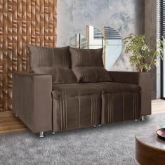 Sófa Retrátil E Reclinável 2 Lugares Madri Veludo Marrom Speciale Home Marrom