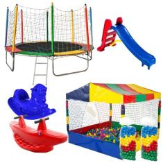 Cama Elástica Pula Pula 3,05m Resistente Piscina de Bolinhas 1,50m Pre