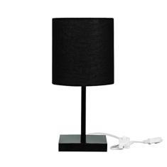 Abajur Eros Cilindrico Preto Base Toda Preta Quadrada