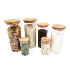 Conjunto de Potes Herméticos com Tampa de Bambu - 6 peças