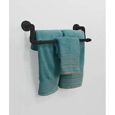 Toalheiro Duplo Suporte Porta Toalhas de Parede Acessório para Banheiro Estilo Industrial - Preto Laca