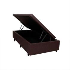 Cama Box Baú Solteiro 88x188x42cm Marrom com Pistão a Gás Marrom