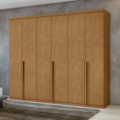 Guarda-Roupa 6 Portas 4 Gavetas 100% MDF Alonzo Amêndoa Clean