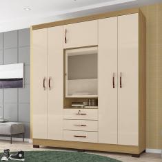 Guarda Roupa Casal Roma 6 Portas 3 Gavetas com Espelho I01 - Clique Chique Móveis