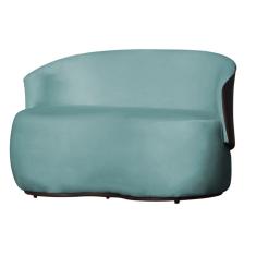 Namoradeira 2 Lugares Orgânica Decorativa Beatriz Veludo Azul Turquesa/PU Marrom - Montanaris Decor