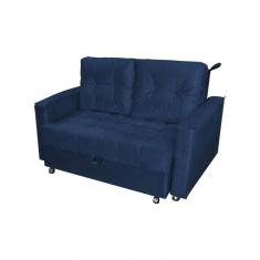 Sofá Cama Casal Reclinável Drika - Veludo Azul Marinho