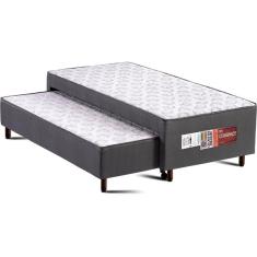 Cama Box c/Auxiliar Conjugado Solteiro: Colchão Ortopédico Compact Plus Gray (88x188x40) Polar