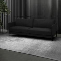 Sofá Decorativo Karine 3 Lugares Sala de estar 240cm Pés em Aço Couro 