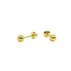 Brinco Bola 3Mm Em Ouro 18K Tarraxa Baby - Jhulias Joias E Semi Joias