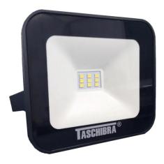 Refletor Led Slim Ip65 Preto 10W Quente 3000K Taschibra