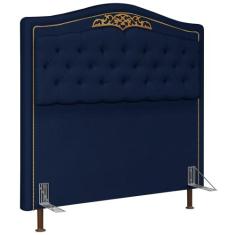 Cabeceira Cama Box Casal 140cm Imperial Veludo J02 Azul - Mpozenato, A