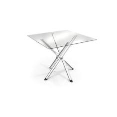 Mesa com Tampo de Vidro Quadrado Volga Crome - Kappesberg