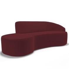 Sofá 3 Lugares Curvo Living Firenze Direito D02 Veludo Marsala 180cm C-278 - Lyam