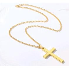 Cordão Corrente Crucifixo Unissex Dourado - pjk store relogios e acess