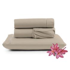 Jogo de Lençol Micro Percal Solteiro 300 Fios 3 Peças - Santos e Luan,