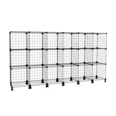 Estante Balcão Expositor Aramado Preto 18 Nichos Horizontal Prateleira