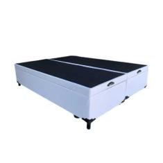 Cama Box Baú Queen Bipartido Blindado Linhão Branco Com Pistão A Gás