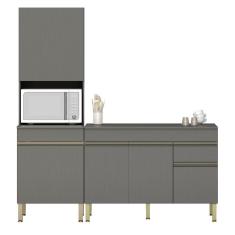 Paneleiro E Balcão Gabinete Com Tampo 150cm Lina K02 Gris - Mpozenato