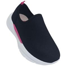 Tênis Infantil Molekinha Lycra Perola Macio e Prático Menina, Preto, 2