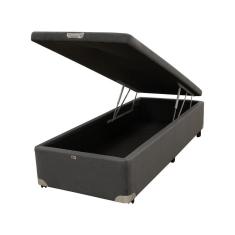 Cama Box Baú Castor Solteiro Vellus Cinza 120x203x35cm