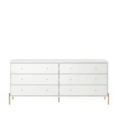 Cômoda 6 Gavetas Jasper 182 cm - Branco c/ Dourado
