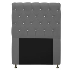 Cabeceira Estofada Cristal 90 cm Solteiro Com Strass Suede Cinza - ADJ