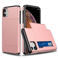 SORAKA Capa para iPhone 11 com porta-cartões Capa para carteira Capa blindada para iPhone 11 Capa para PC TPU de camada dupla Capa à prova de choque