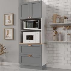 Torre Quente 2 Portas 2 Gavetas 2 Nichos para Forno e Microondas Arizo