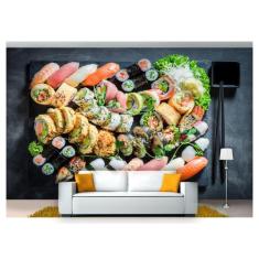 Papel De Parede Rodízio Japonês Sashimi 3D Al202 - Você Decora