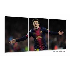 Quadro Decorativo Messi 3 peças 120x60 cm em tecido