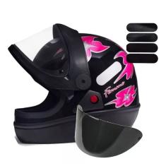 Capacete San Marino Femme Branco Mais Viseira Fumê E Adesivo Preto