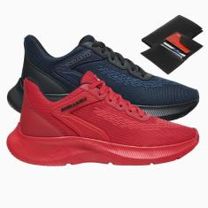 Kit 2 Tênis Masculino Esporte Academia Corrida Cadarço Treino Dia a Dia + Carteira-Masculino