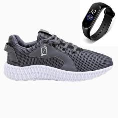 Tênis Masculino Esportivo Moderno Leve Conforto Com Relógio-Masculino