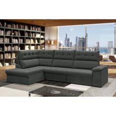 Sofá de Canto 6 Lugares Retrátil Reclinável Suede Veludo Madrid Flexfo
