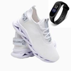 Tênis Masculino Gmm Shoes Esporte Caminhada Academia Dia a Dia + Relógio-Masculino