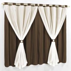 Cortina 2 Mts Sala Quarto Malha Com Voal Trilho Comum Baratissima Tabaco