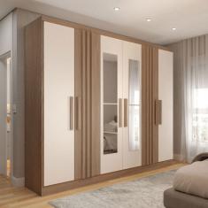 Guarda-Roupa Casal Hungria com Espelho Natural/Off White  - Panorama Móveis