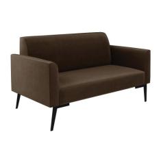 Sofá Namoradeira Pés Villach Marisa Suede Marrom D03 - D'rossi