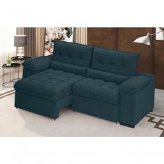 Sofá Arezzo Retrátil/reclinável 4 Lugares Suede Petróleo 2,15m - Xflex Sofás