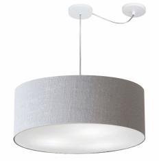 Lustre Pendente Cilíndrico Com Desvio Md-4266 Cúpula em Tecido 60x21cm Rustico Cinza - Bivolt