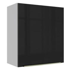 Armário Aéreo Madesa Lux 60cm 1 Porta Branco Preto